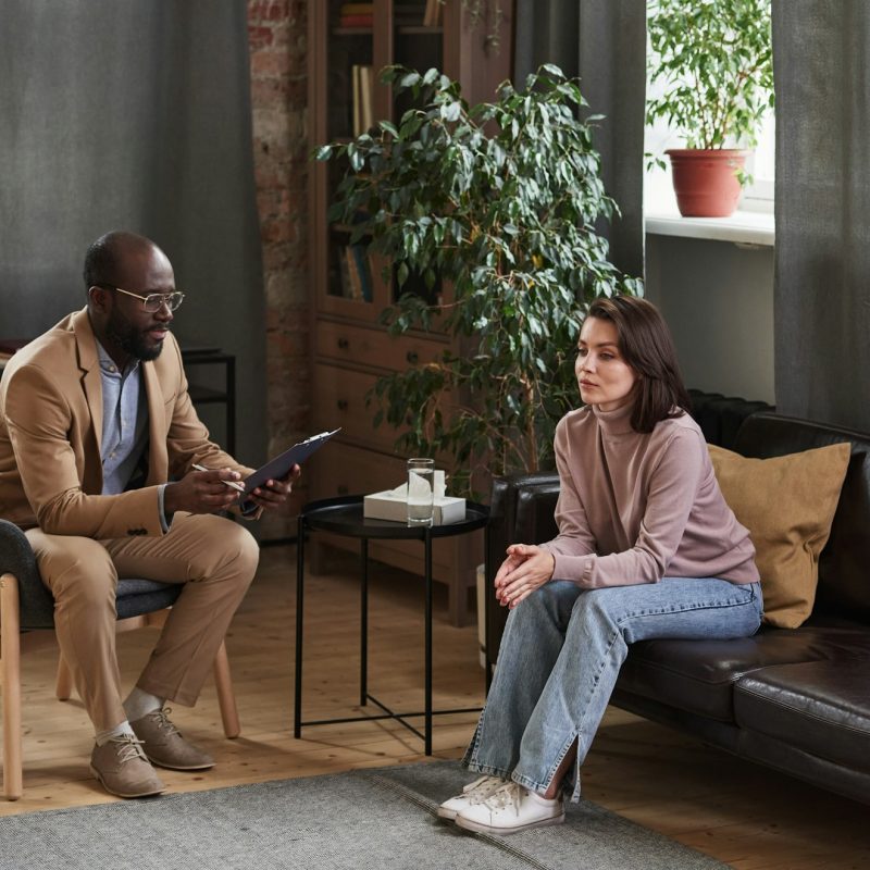 Woman at individual therapy with psychologist